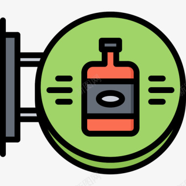 招牌46号酒吧彩色图标图标