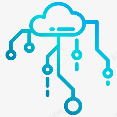 丝带AI云网络ai7线性梯度图标图标