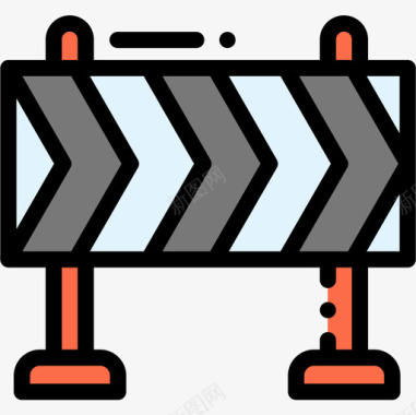 圆柱路障路障保护和安全15线性颜色图标图标