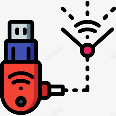 彩色颜料Wifi网络安全16线性彩色图标图标