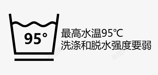 助弱最高水温95℃洗涤和脱水强度要弱图标