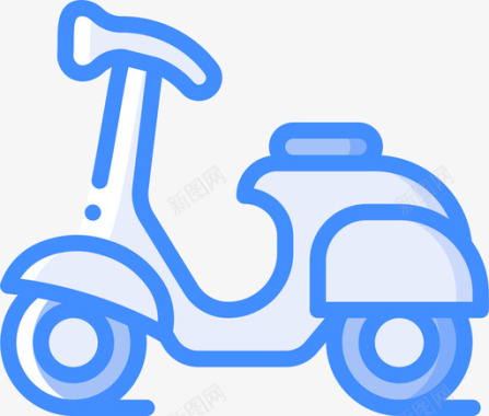踏板车流行文化蓝色图标图标