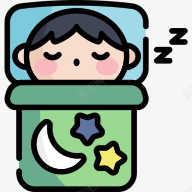 睡觉旅行的人3线性颜色图标图标