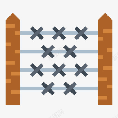 夹铁丝带刺铁丝网杀手2扁平图标图标