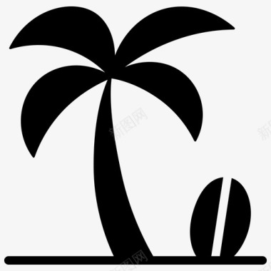 海滩椰树暑假图标图标