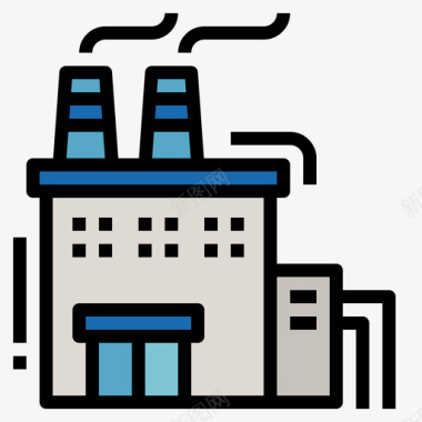 遍布工厂工厂56号楼线性颜色图标图标