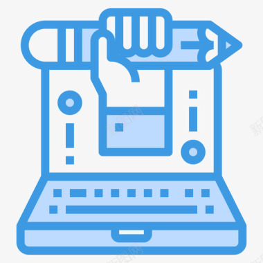 笔记本电脑教育和学习15蓝色图标图标