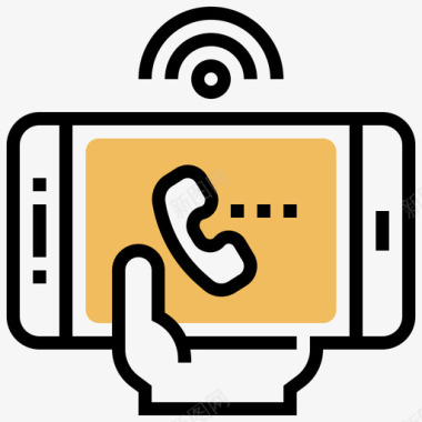 电话智能手机应用程序5黄色阴影图标图标