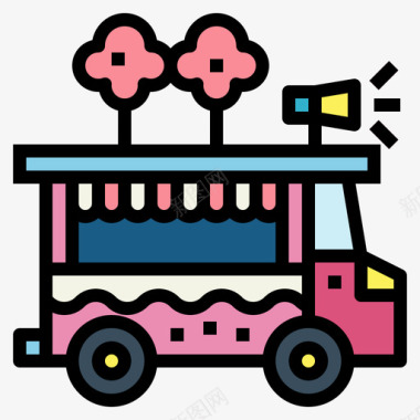 棉花糖食品车7线性颜色图标图标