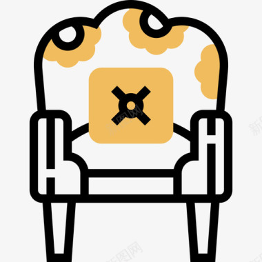 扶手椅复古装饰21黄色阴影图标图标