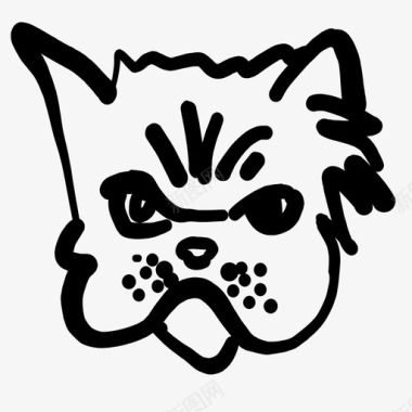 手绘猫掌活泼的猫生气的脸图标图标