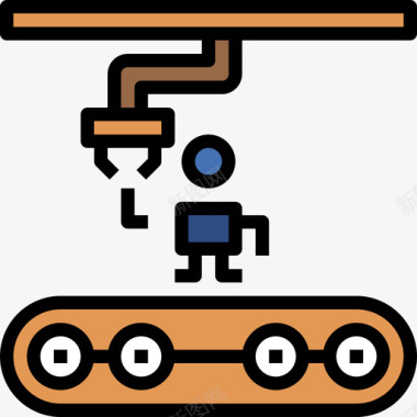 工程警示牌输送机机器人工程6线性颜色图标图标