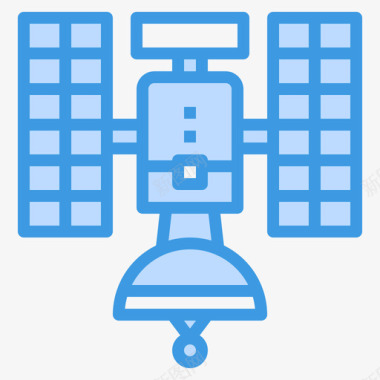 卫星天线太空和星系1蓝色图标图标