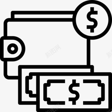 钱包和金币钱包税19直系图标图标