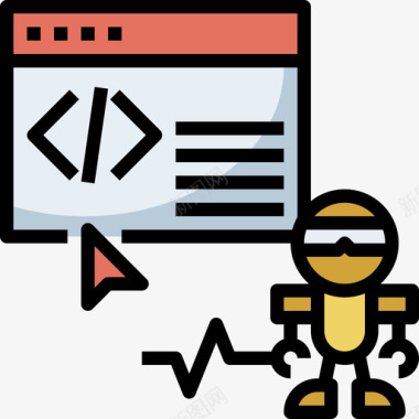 代码审查代码机器人工程6线性颜色图标图标