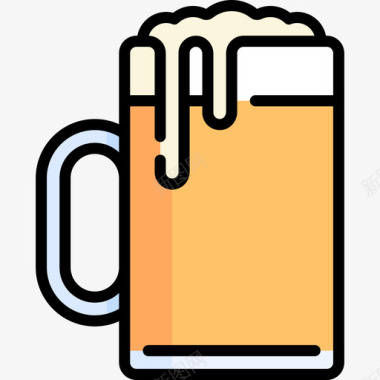啤酒杯德国14线性颜色图标图标