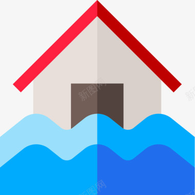 洪水淹没的房子自然灾害19公寓图标图标