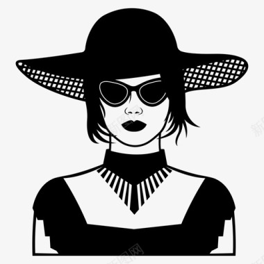 女人时尚帽子图标图标
