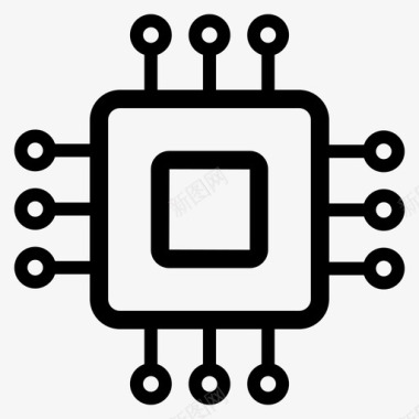 微型芯片微芯片集成电路处理器图标图标