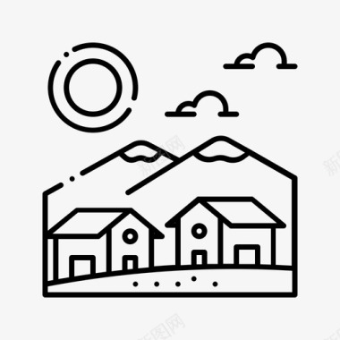 村庄建筑房屋图标图标
