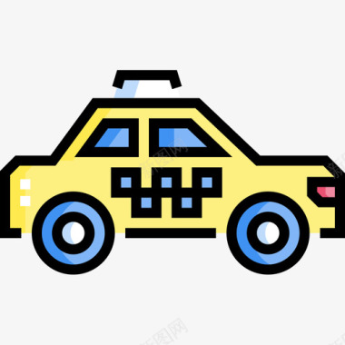 出租车美国12线性颜色图标图标