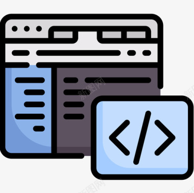 代码通道代码互联网技术18线颜色图标图标