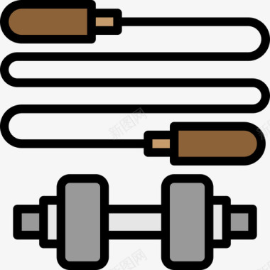 秀生活的杠铃健康生活21线性颜色图标图标