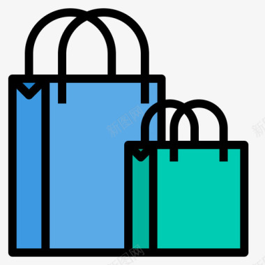 购物袋城市元素47线性颜色图标图标