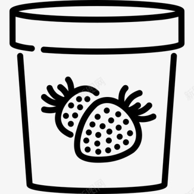 草莓平底锅冰淇淋杯子冷冻图标图标