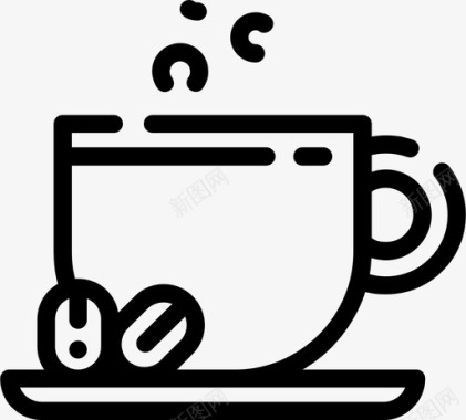 可爱咖啡杯咖啡杯咖啡豆饮料图标图标