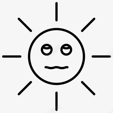 阳光表情符号夏日2px线条图标图标
