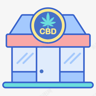 钻油Cbd店Cbd油2线颜色图标图标