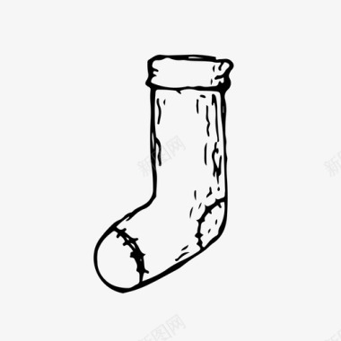 冬天的标志圣诞袜手绘长袜图标图标