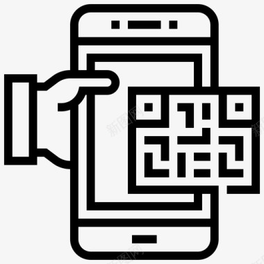 手机抖音app应用图标二维码智能手机应用程序2线性图标图标