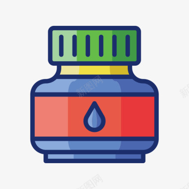 墨水矢量素材墨水回到学校102线颜色图标图标
