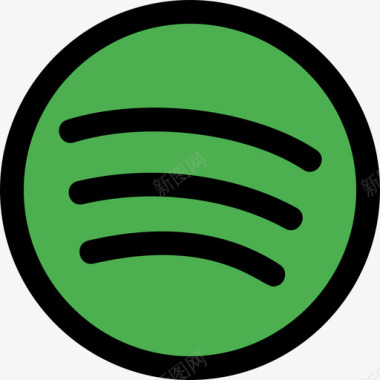 线性插画Spotify社交标志1线性颜色图标图标