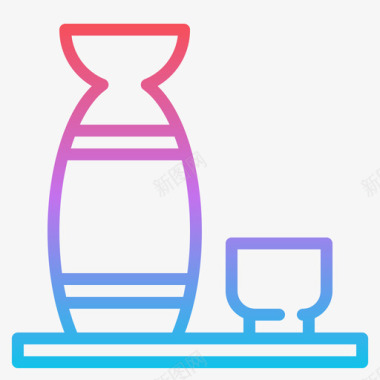 清酒矢量清酒饮料46梯度图标图标