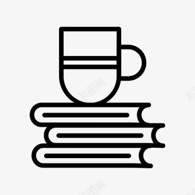 书和咖啡杯子学习图标图标