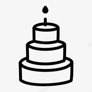三层蛋糕生日蜡烛图标图标