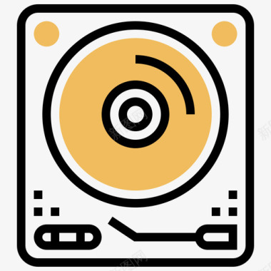 转盘音乐和多媒体5黄色阴影图标图标