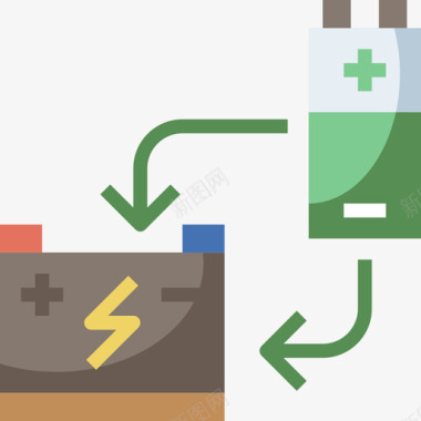小心用电电池电源和能量13无电图标图标