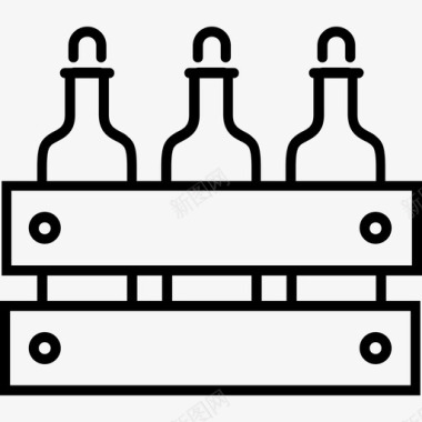木制酒盒酒精瓶子图标图标