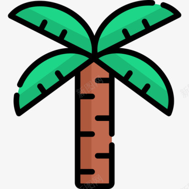 巴西标志棕榈树巴西嘉年华13线形颜色图标图标