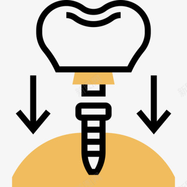 阴影文字牙科植入物牙科21黄色阴影图标图标