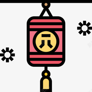 灯笼灯笼中国新年28线颜色图标图标
