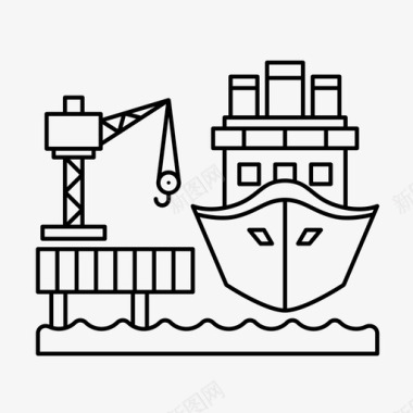 港口货船集装箱船图标图标
