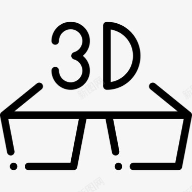 3D韩国菜3d眼镜电影工业13线性图标图标