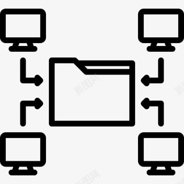 云计算大数据67线性图标图标