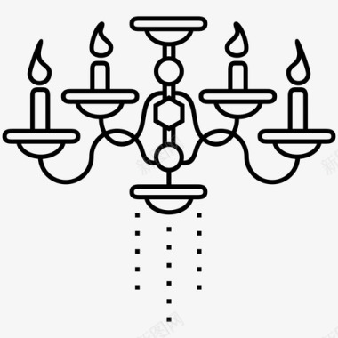 枝形吊灯烛台蜡烛图标图标