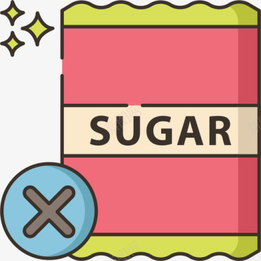 不加糖食物饮料6线性颜色图标图标